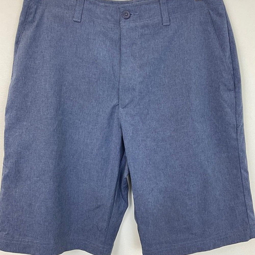 Jack Nicklaus Mens Blue Heathered Golf Shorts 30 Stretch Performance Flat Front